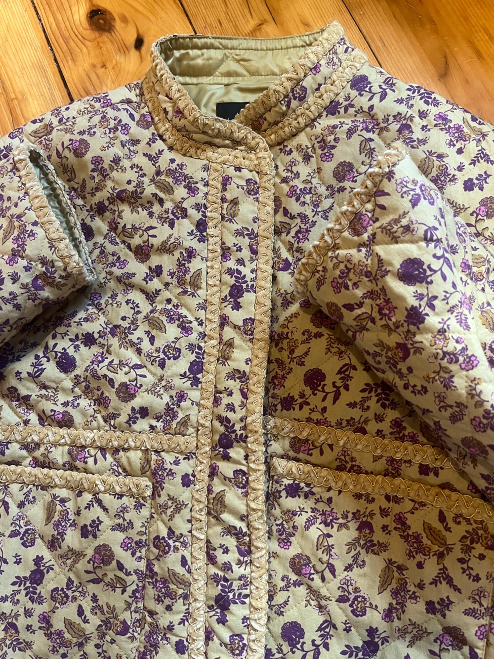 7 for all mankind yellow and purple quilt jacket